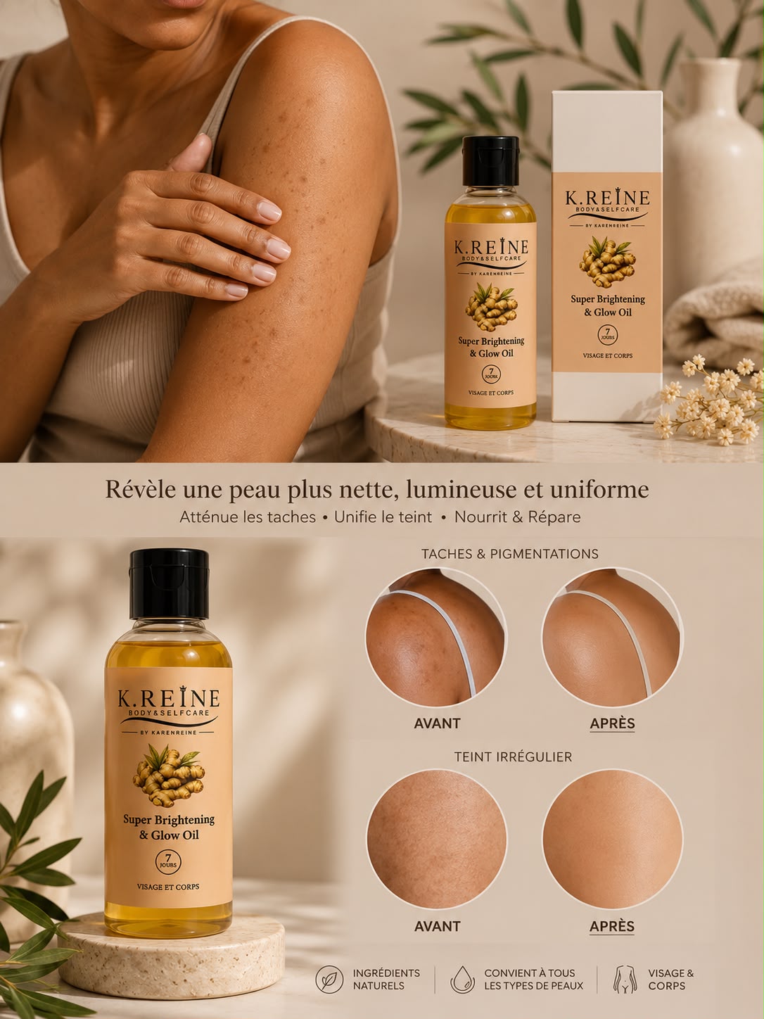 Huile de Curcuma – K.REINECorps & Visage ,Soin des vergetures et de l’apparence des taches pigmentaires