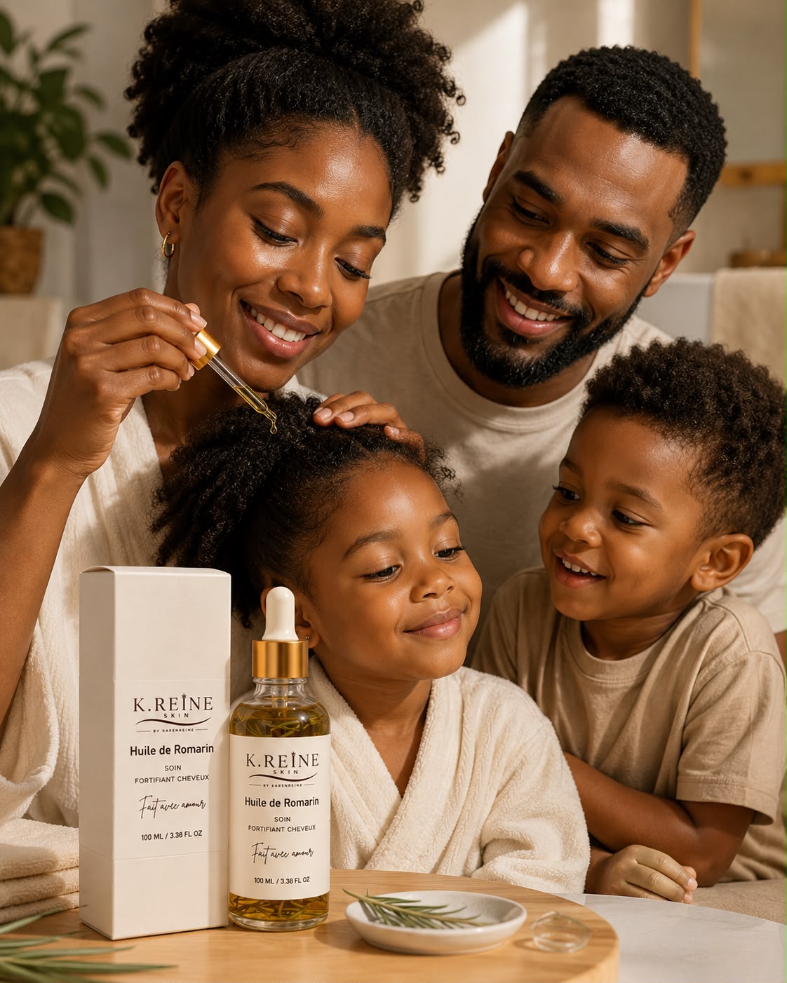 Huile Capillaire au Romarin – K.REINE. Favorise la pousse des cheveux et une barbe en pleine santé