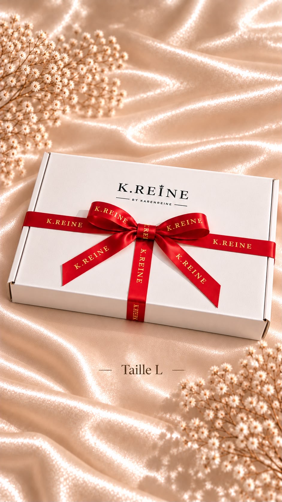 Coffret Rectangle Essentiel Vide Avec chocolats, fleurs ,mot et ruban personnalisés,Petit bougies en forme de rose.
