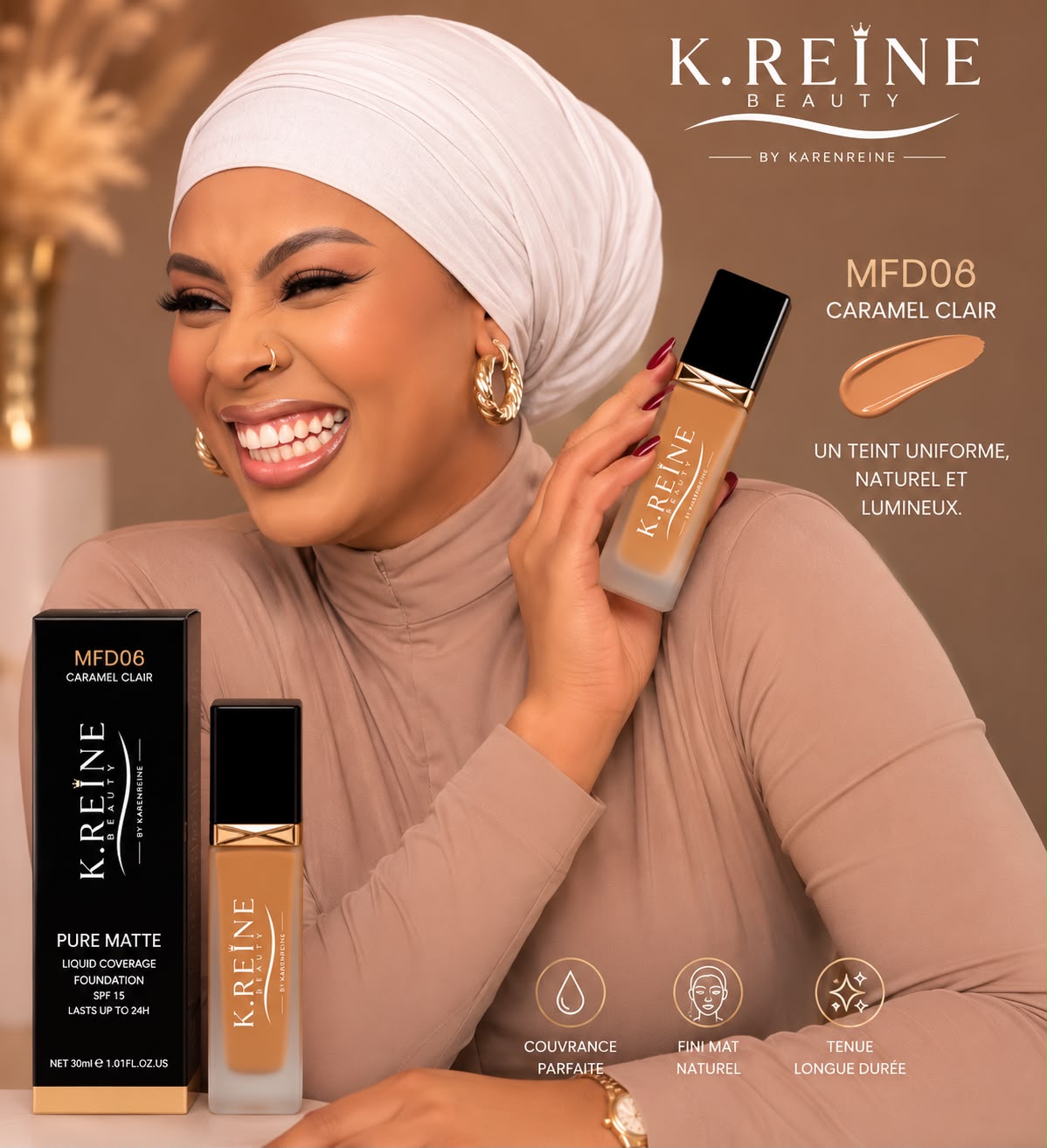 Fond de teint K.REINE .Caramel Clair