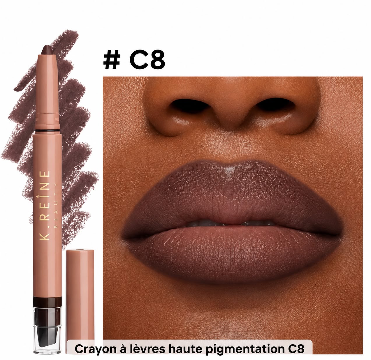 K.REINE Beauty – Crayon à lèvres Cacao Noir,Marron