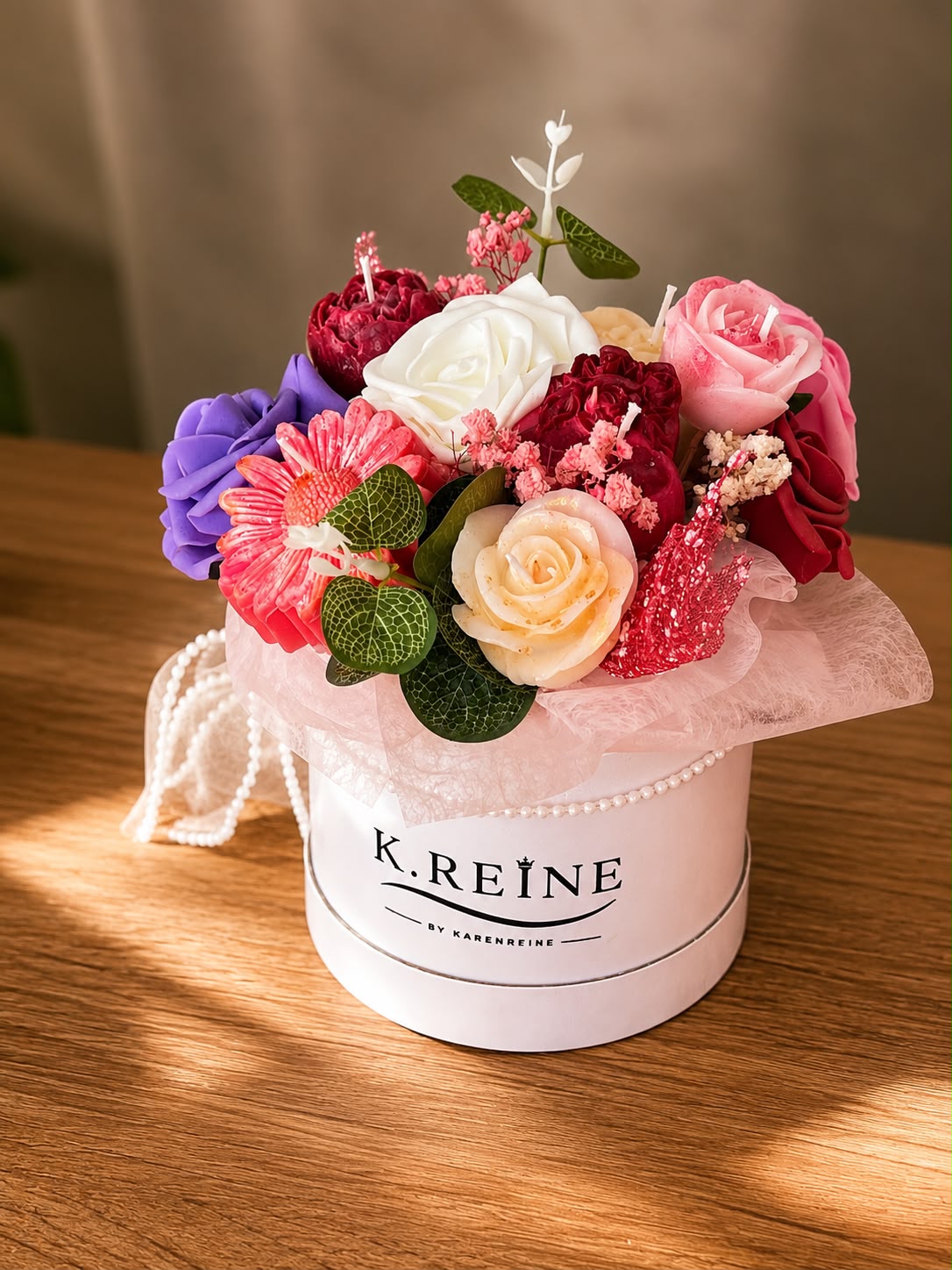 Coffret  et Bouquet de bougies parfumées K.REINE